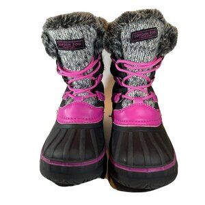 London Fog Tottenham Faux Fur Lined Black Pink Gray‎ Duck Snow Boots Yout…